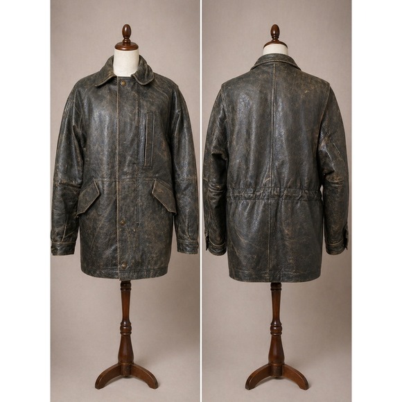 NR Other - New River Sports NRS Distressed Leather Jacket Brown Black Vintage Mens XL